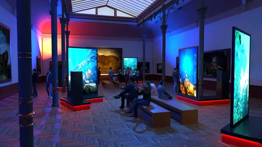 Unter dem Titel „Tierische Nächte“ haben Familien die Gelegenheit, ein audiovisuelles Erlebnis im wiedereröffneten Staatlichen Museum Schwerin zu besuchen (Visualisierung).