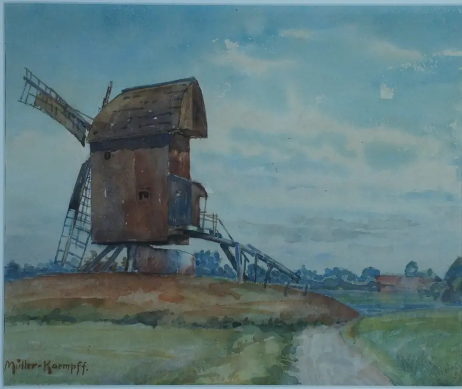 Das Werk „Die Bockwindmühle“ von Paul Müller-Kaempff steht zum Verkauf.