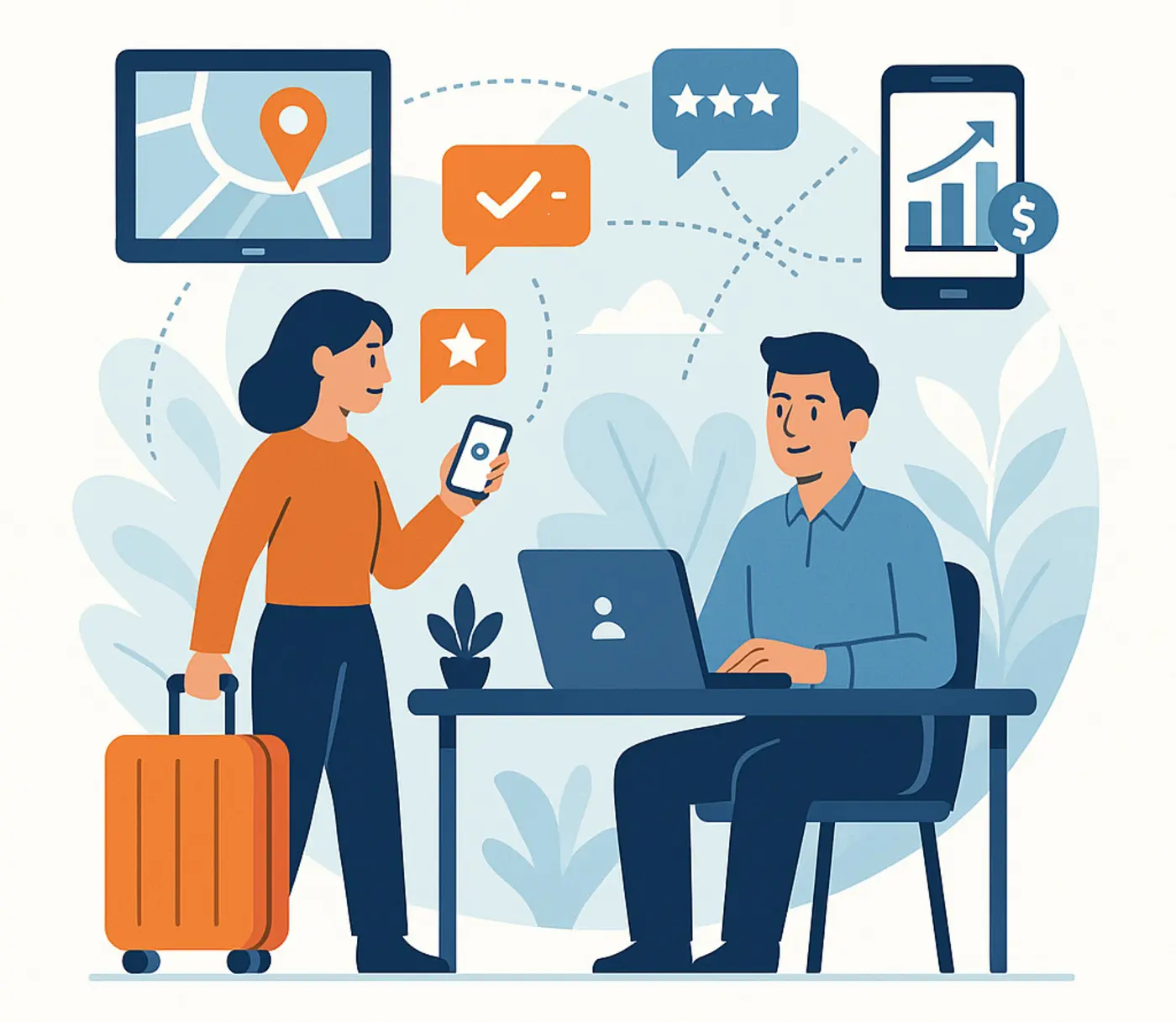 2d Infografik Illustration zum Bereich 3 der Digitalstrategie Tourismus MV 