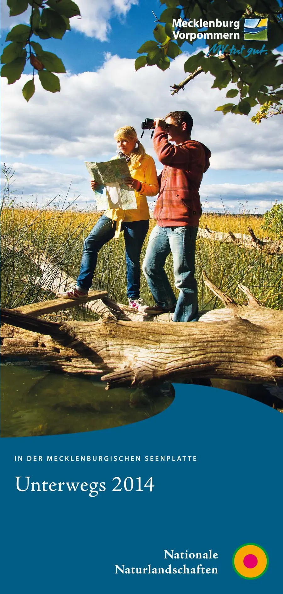 Cover des Veranstaltungskalenders für die Mecklenburgische Seenplatte "Unterwegs 2014"