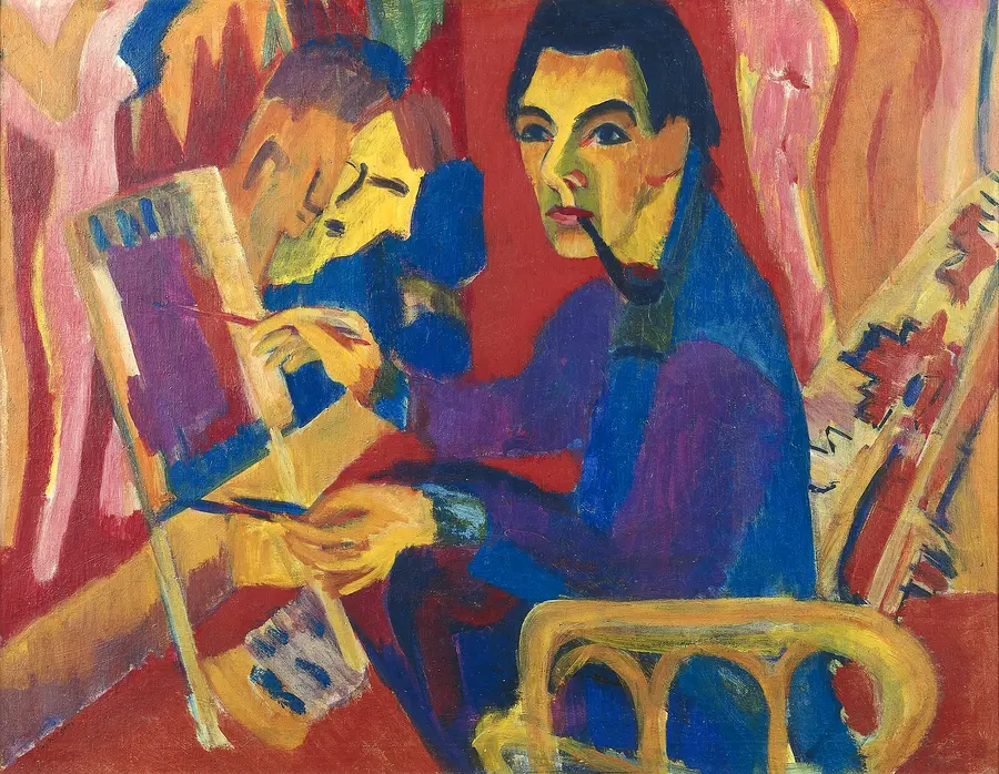 Jan Wiegers, Portrait von Kirchner im Atelier, 1925