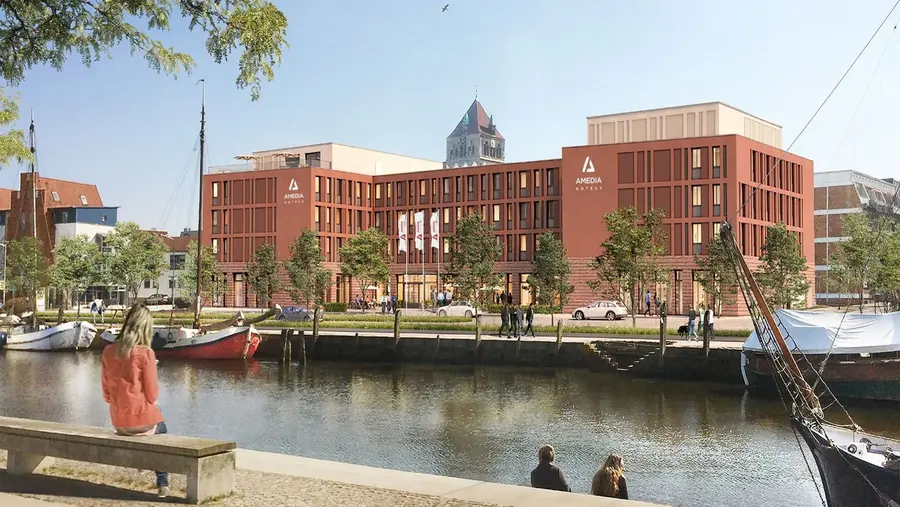 Das neue Hotel entsteht in der Nähe des Museumshafens in Greifswald. Das neue Hotel entsteht in der Nähe des Museumshafens in Greifswald.
