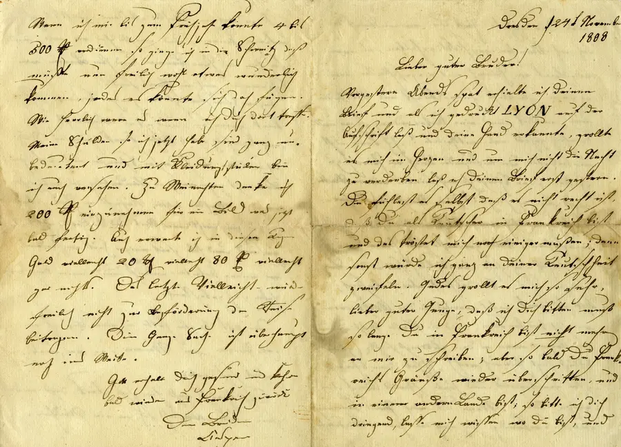 Brief von Caspar David Friedrich vom 24. November 1808