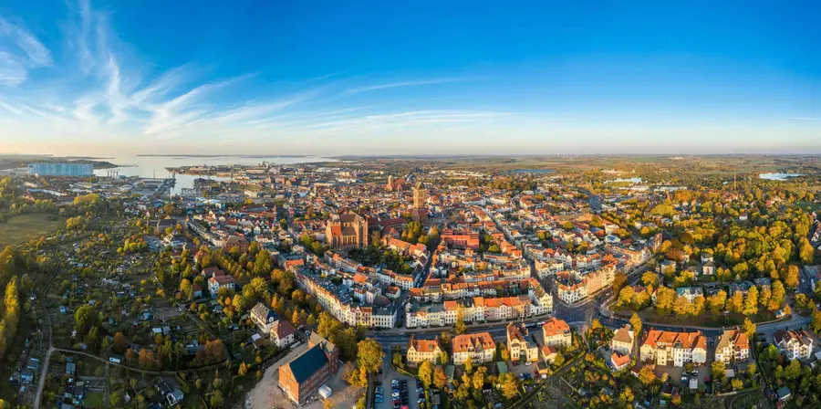 Eine Luftaufnahme der Hansestadt Wismar Eine Luftaufnahme der Hansestadt Wismar