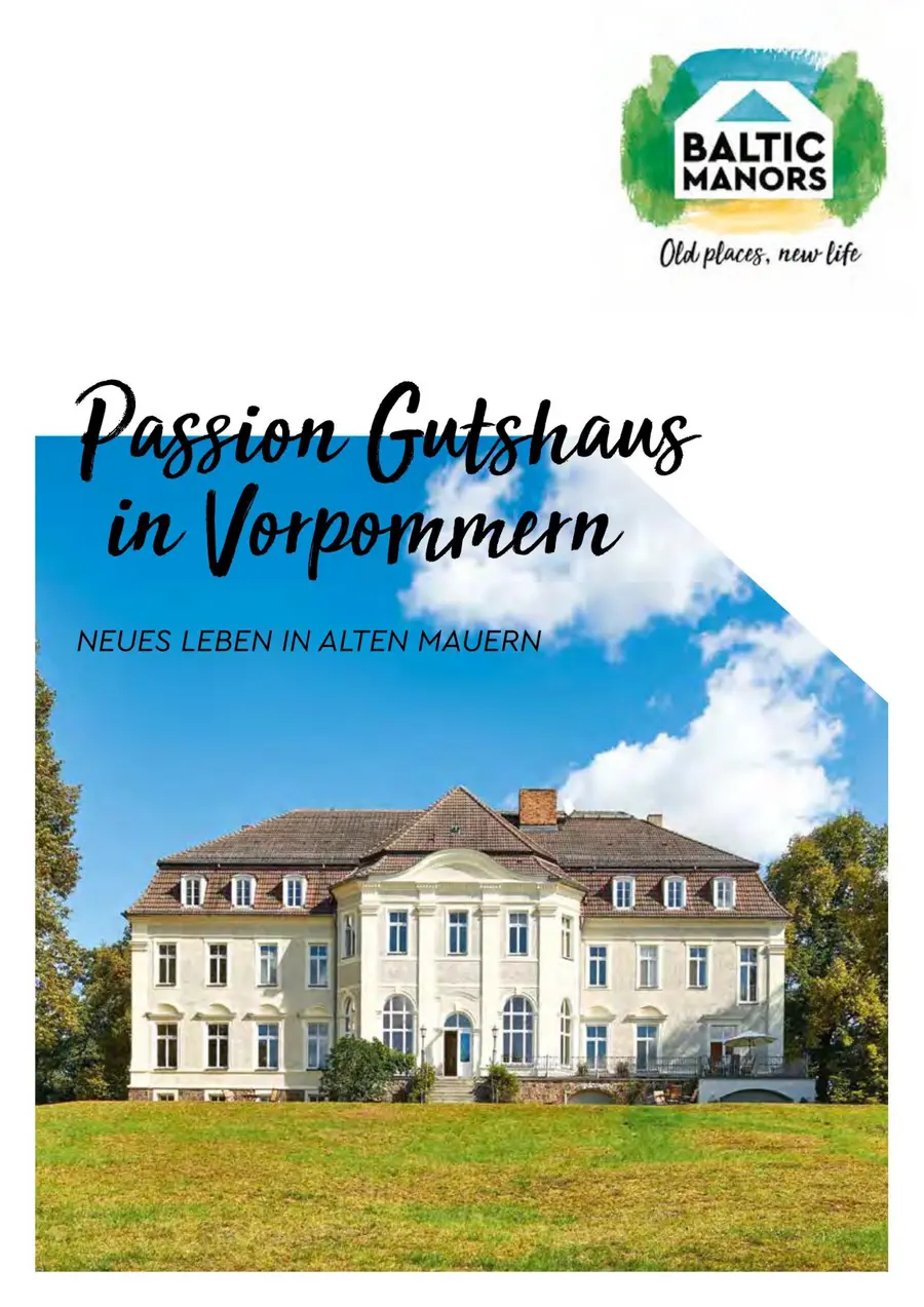 Cover der neuen Broschüre „Passion Gutshaus in Vorpommern – Neues Leben in alten Mauern“ Cover der neuen Broschüre „Passion Gutshaus in Vorpommern – Neues Leben in alten Mauern“